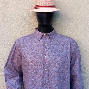 CREMIEUX PREMIUM DENIM MEN'S PURE COTTON PAISLEY SHIRT W/CONTRASTING ACCENTS